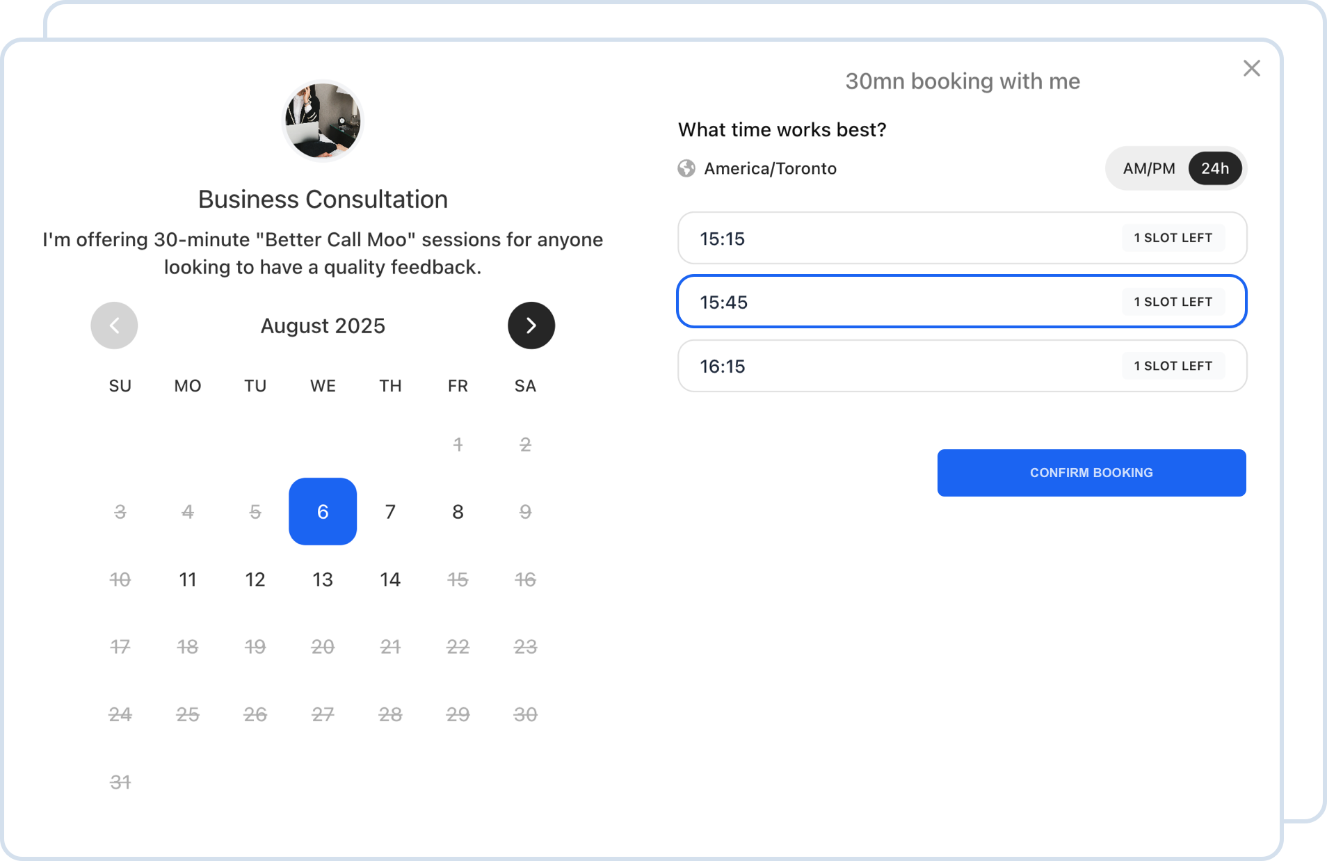 BOOKMOO Booking Interface